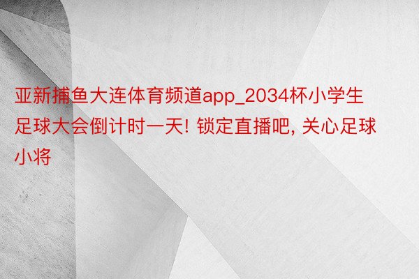 亚新捕鱼大连体育频道app_2034杯小学生足球大会倒计时一天! 锁定直播吧, 关心足球小将