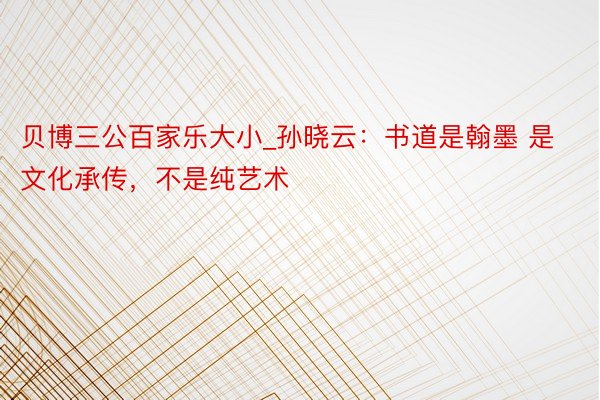 贝博三公百家乐大小_孙晓云：书道是翰墨 是文化承传，不是纯艺术