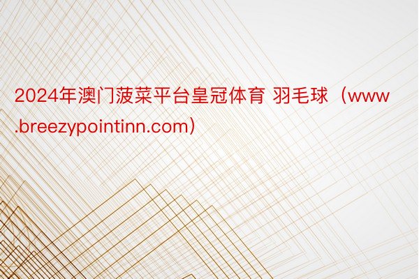 2024年澳门菠菜平台皇冠体育 羽毛球（www.breezypointinn.com）