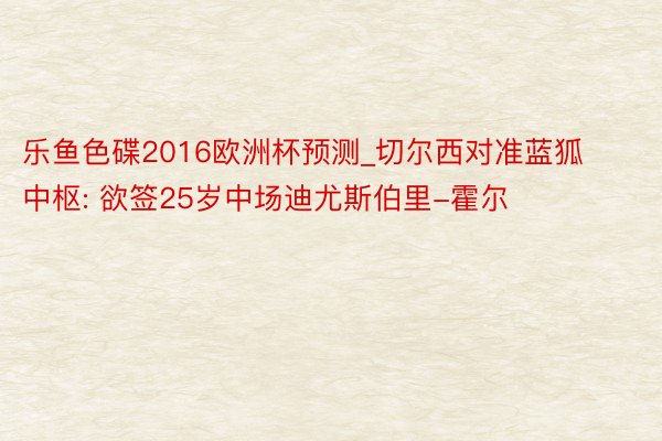 乐鱼色碟2016欧洲杯预测_切尔西对准蓝狐中枢: 欲签25岁中场迪尤斯伯里-霍尔